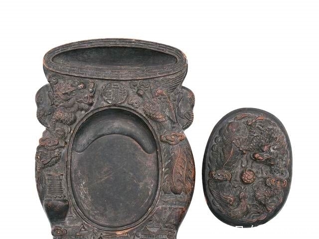 清代|清代墨宝斋龙凤纹砚台