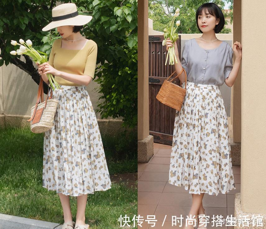 百褶裙|碎花裙如何穿出少女感?这3个超实用的穿搭思路,值得学习