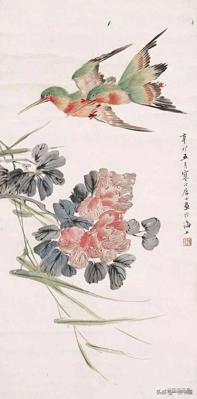 花鸟画@江寒汀 笔下的飞鸟30幅,不愧当代海派花鸟画第一人