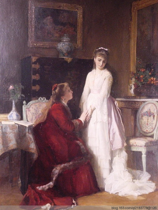 char#比利时绘画:画家查尔斯·巴格涅特典雅的淑女形象人物油画