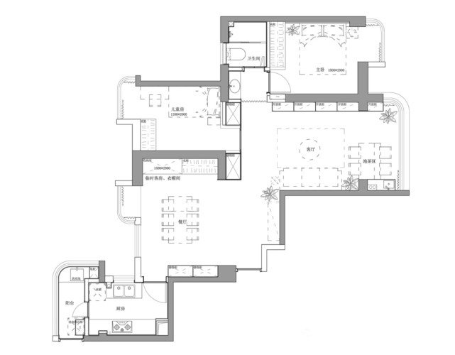 北欧|87平北欧混日式风将客厅打造舒适的家庭影院，阳台设计成品茶区