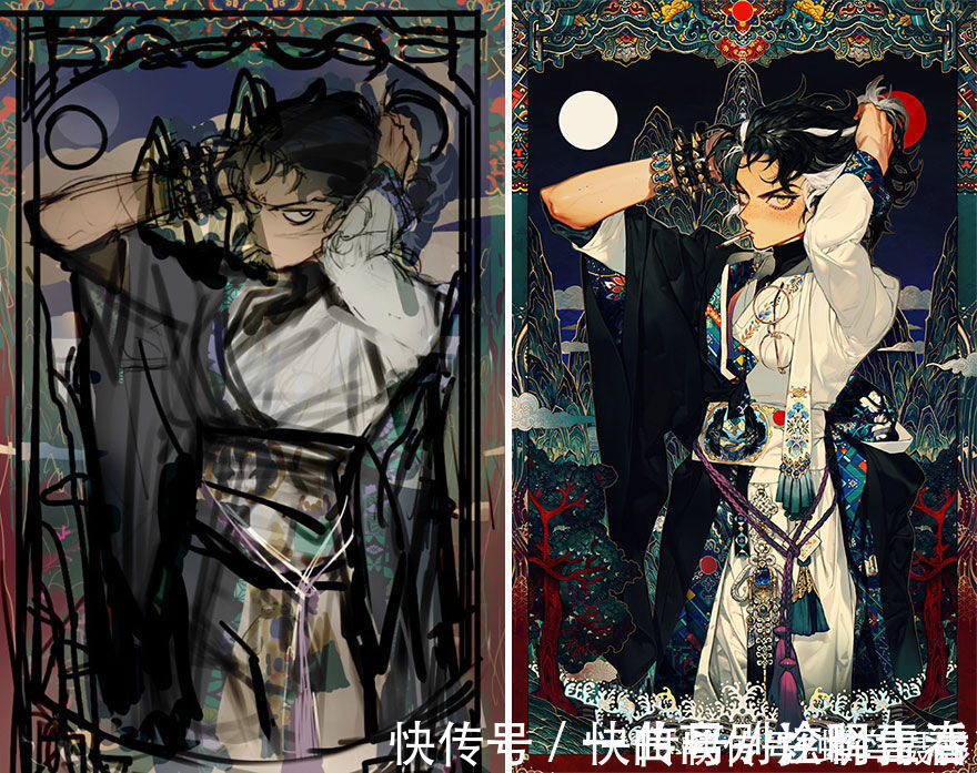 艺术家们@27个初稿与成品对比照,前后差距太大,网友:这是同一副画吗