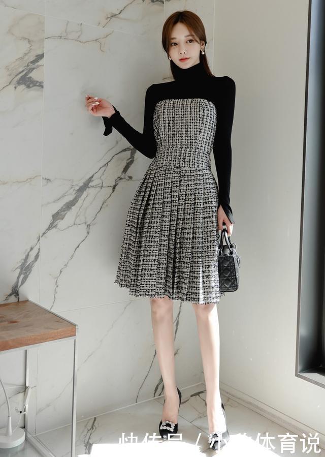 束腰|清凉穿搭孙允珠,棉麻灰白格子皱褶束腰抹胸裙