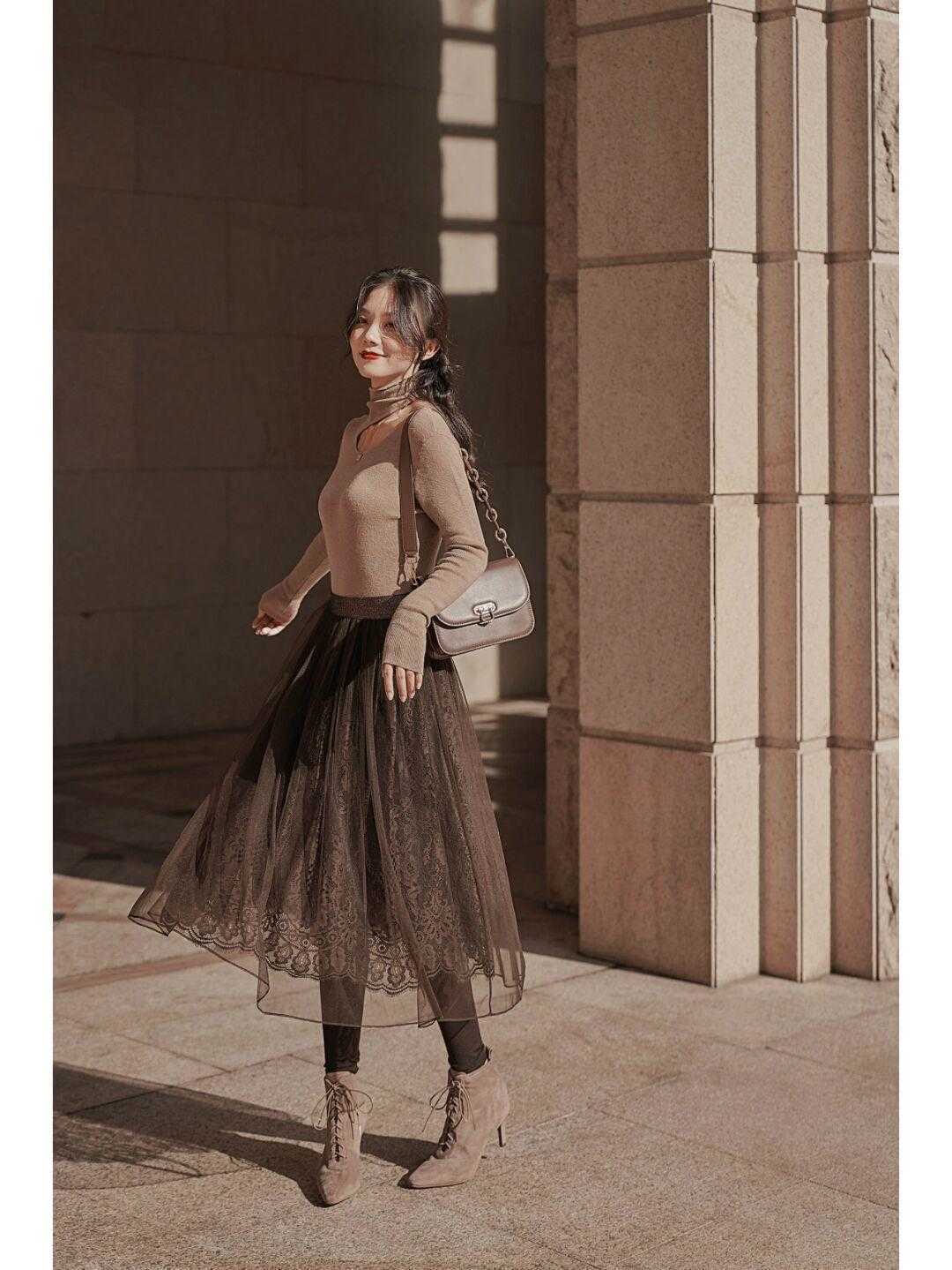 冬天|谁说冬天不适合穿纱裙的?跟着博主这样穿,真的好好看