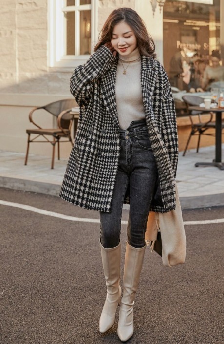 长筒靴|冬天穿“小白靴”更惊艳,显瘦耐看还减龄,配大衣美极了!