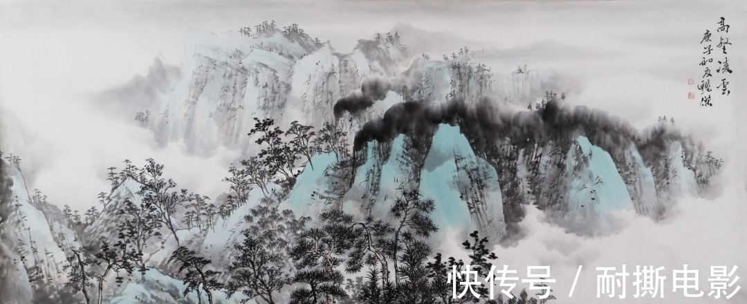 山水画$她的笔墨极具气势,写出山水新皴法