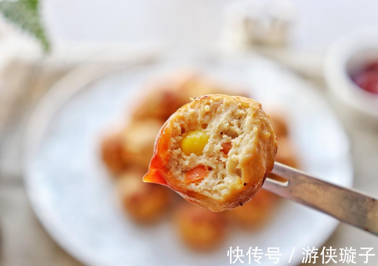 低脂美味的鸡肉丸,加入时蔬煎一煎,一口一个好吃到停不下来