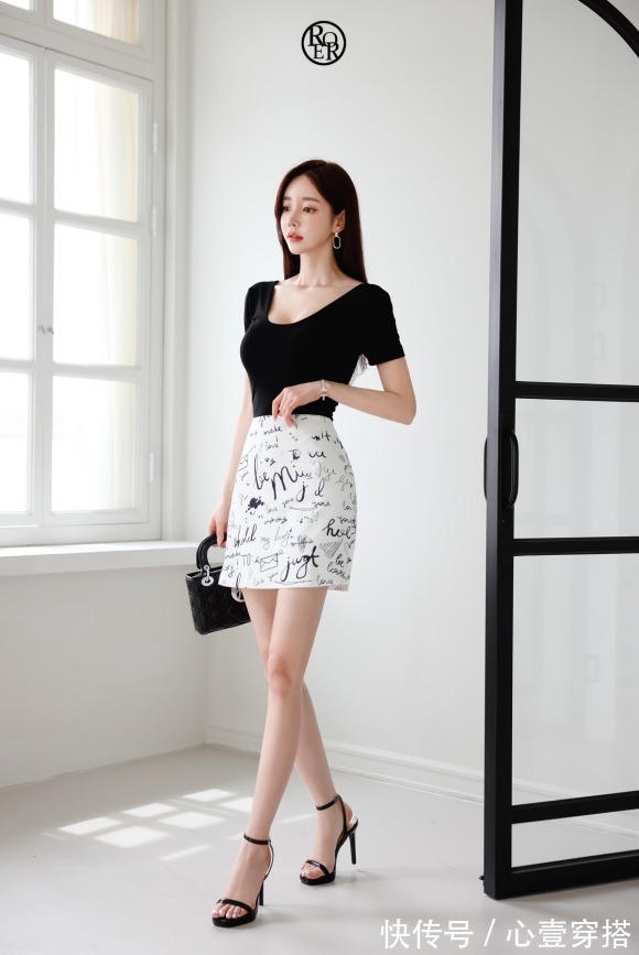 时尚|女神孙允珠高清时尚搭配:波斯风情光影幻梦字母职业裙