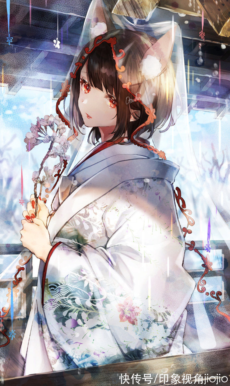 插画作品$甜美风十足的漂亮少女插画,配色梦幻华丽