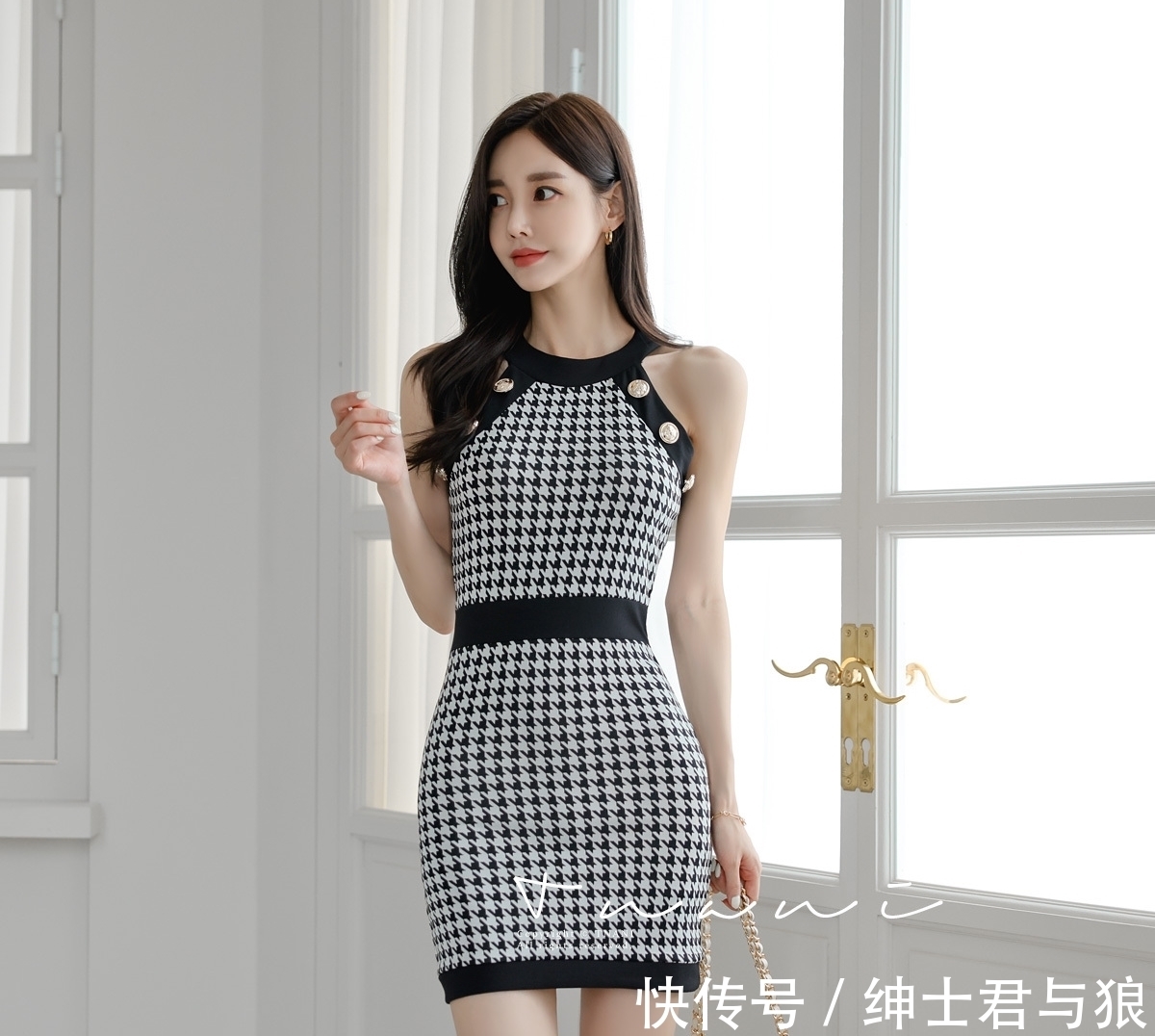 鸟纹|孙允珠最新时尚搭配:普鲁士侯爵千鸟纹贵族复古裙