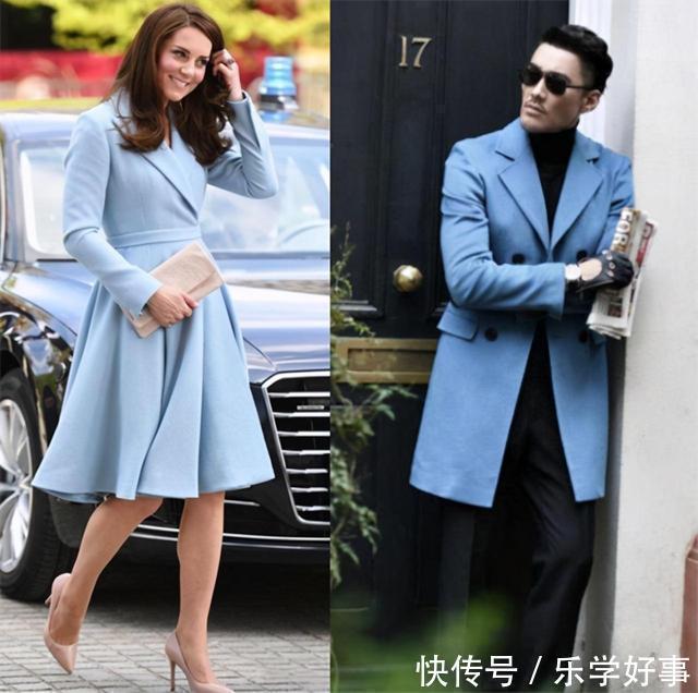 左图|秋冬不可错过浅蓝色与咖啡色搭配，太好看，是个高级的配色