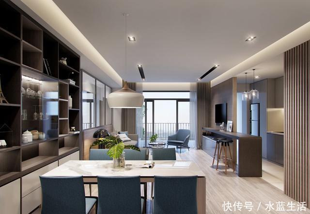 餐厅|我要有钱也买横厅户型,沙发不靠墙,餐厨一字排开,越看越高级