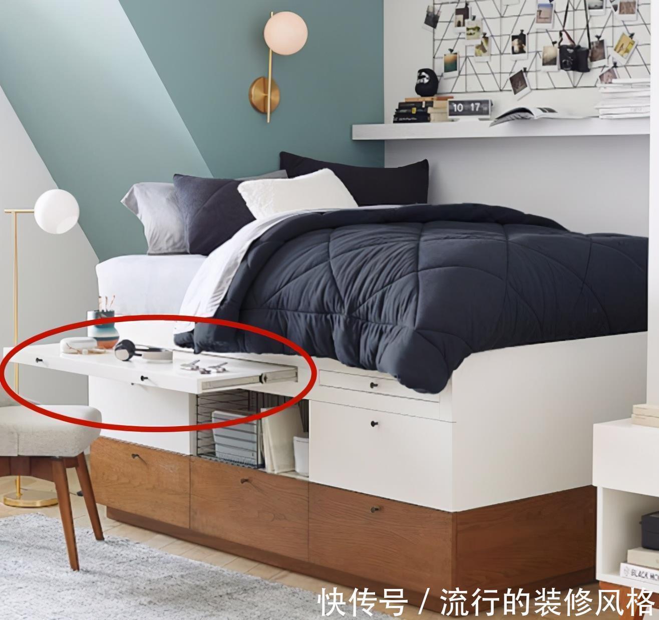 床头柜|床头柜真心没必要放,换成抽拉板作用性更强,卧室再小也能装!