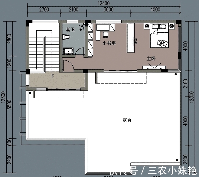 卧室|农村自建12.4米三层板式别墅, 6室1厅, 冬天享受阳光的沐浴, 温暖