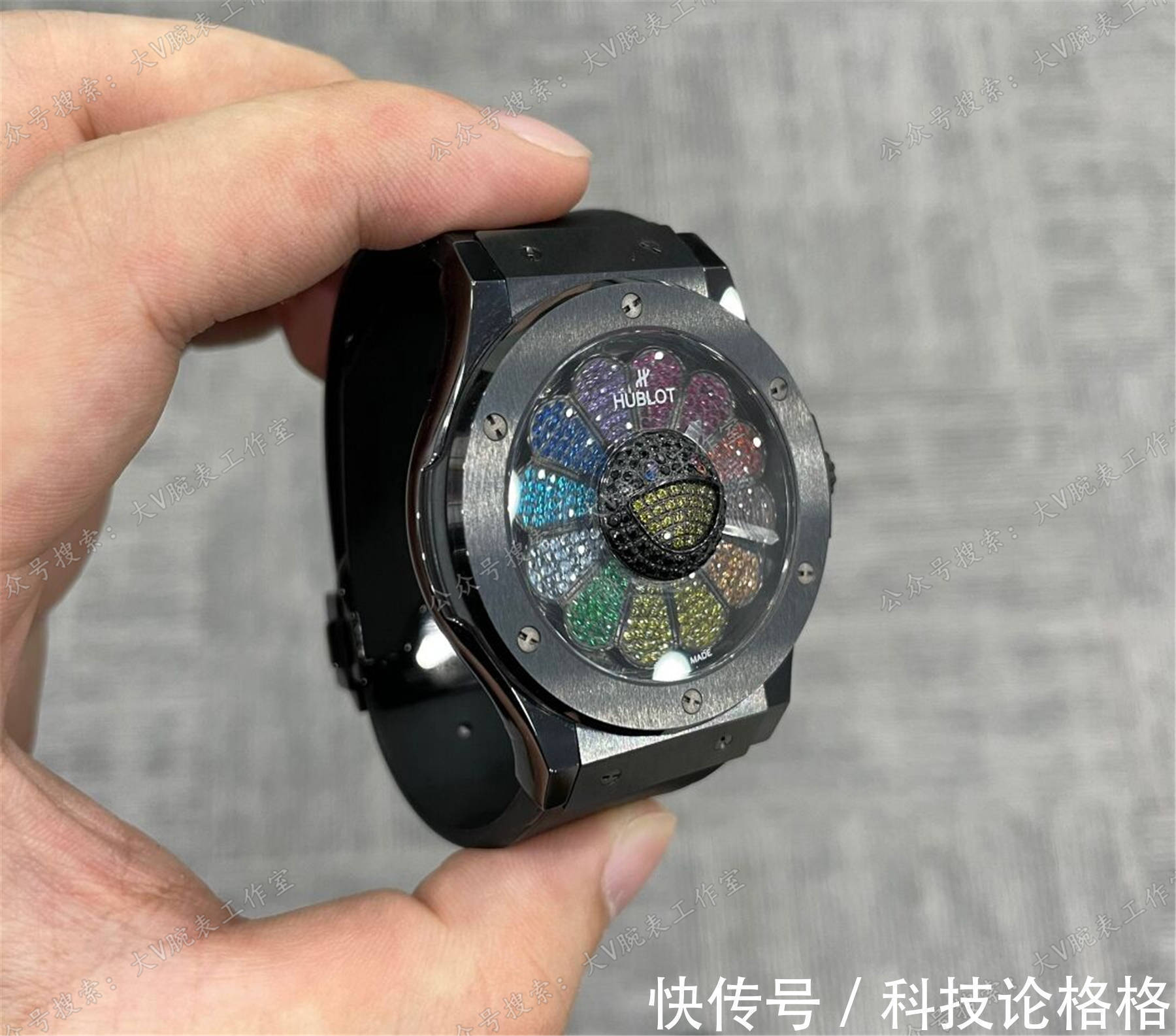 表盘 村上隆宇舶太阳花后镶钻满钻可旋转太阳花腕表,后镶钻宇舶太阳花