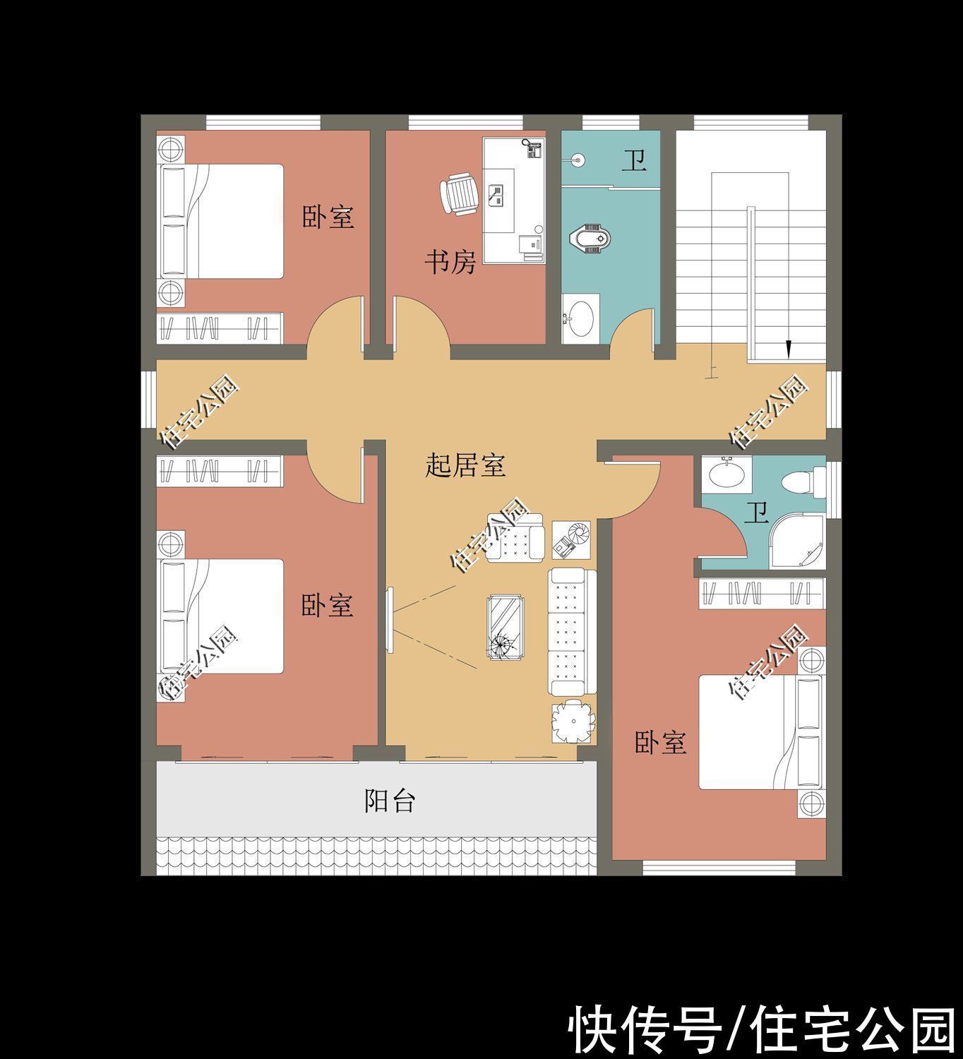 占地尺寸|2020年排名前十的10套二层户型图,尤其是第六套,谁看了都满意
