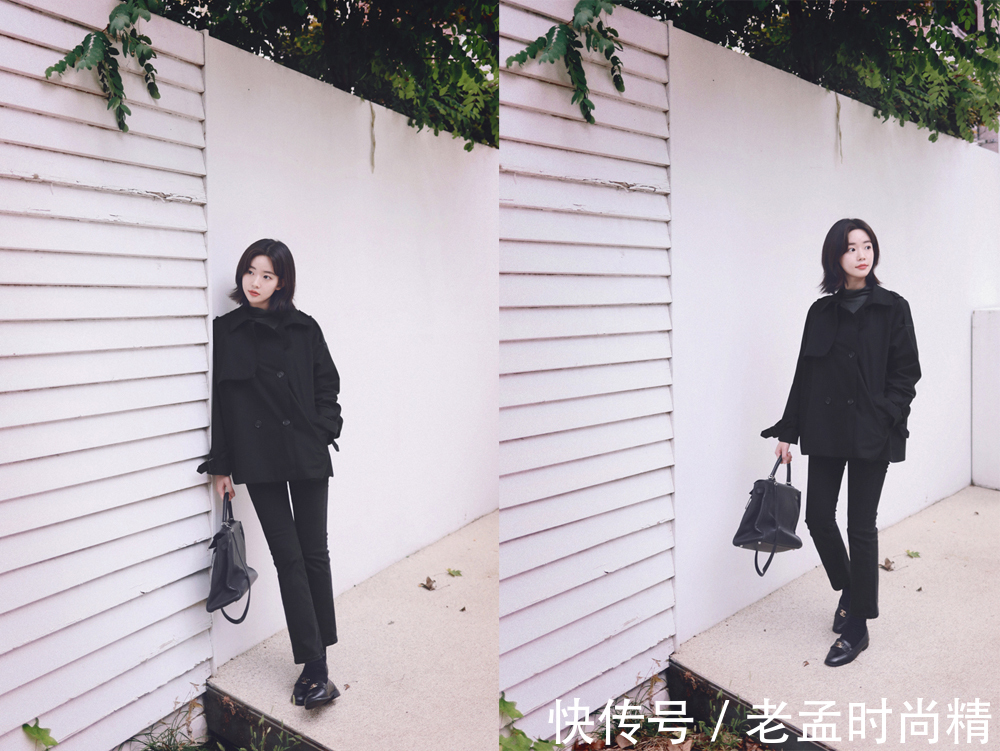 风衣|纯手工水洗棉面料的风衣,与深色的牛仔裤搭配显得英气十足