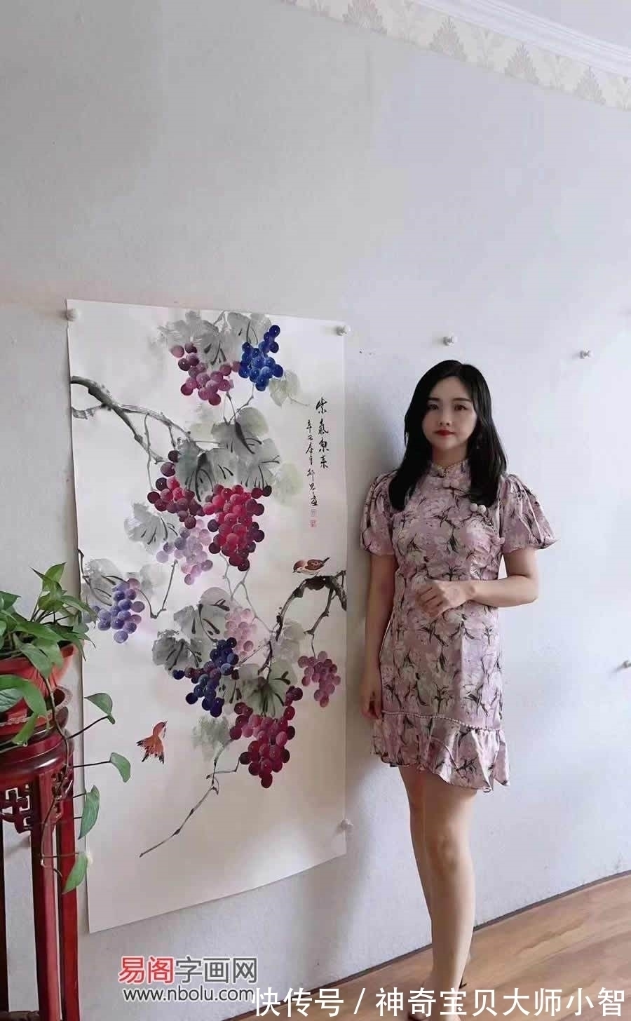 花鸟画家&郝思思:妙笔神韵,刻画入微,传承经典的美女花鸟画家