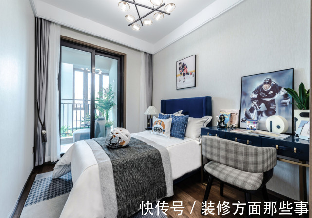 三居室|98平轻奢风三居室儿童房融入棒球元素,个性而美好的氛围