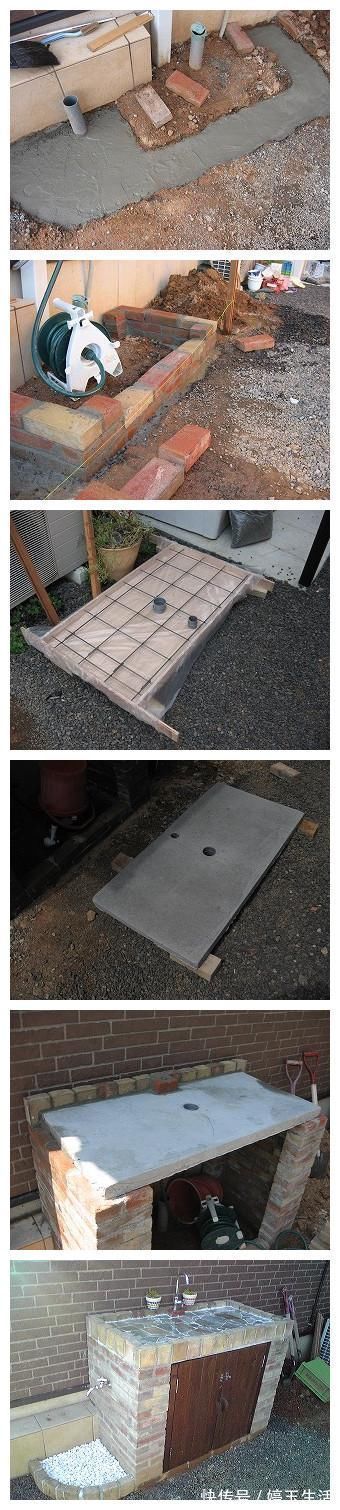 老公|老公手艺就是好,用50块红砖在院子里砌个洗手池,一分钱都没花