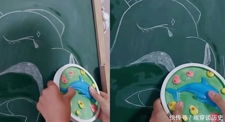 海豚|粉笔能做成啥样？海豚可以，花朵可以，看到最后：老师想哭了！