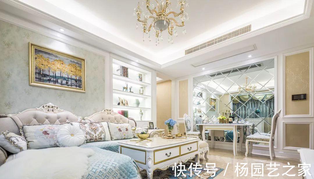 电视背景墙|107平欧式小三居,整体大气又别致,小户型也不输气质!