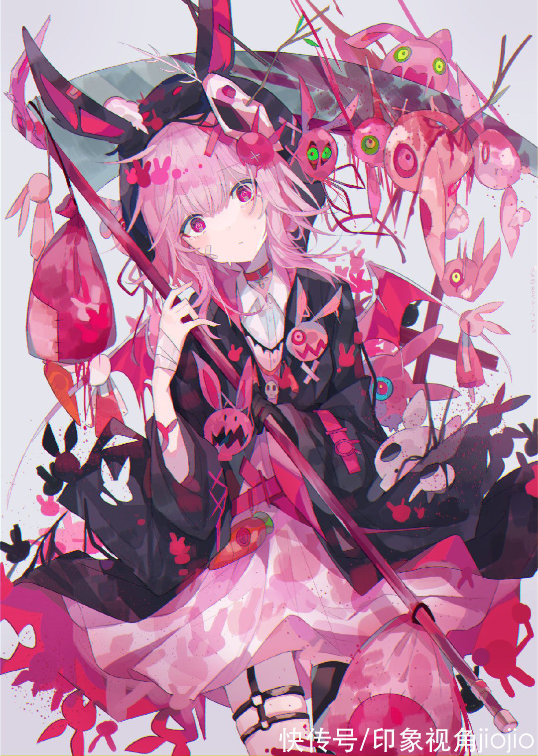 超级可爱@缤纷绚丽的和风少女插画,色彩搭配充满了碰撞感