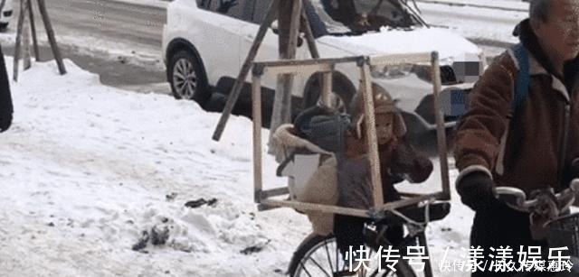 骑自行车|“保暖爷爷”骑车接娃,自制专属“斗篷”,网友:满满的爱
