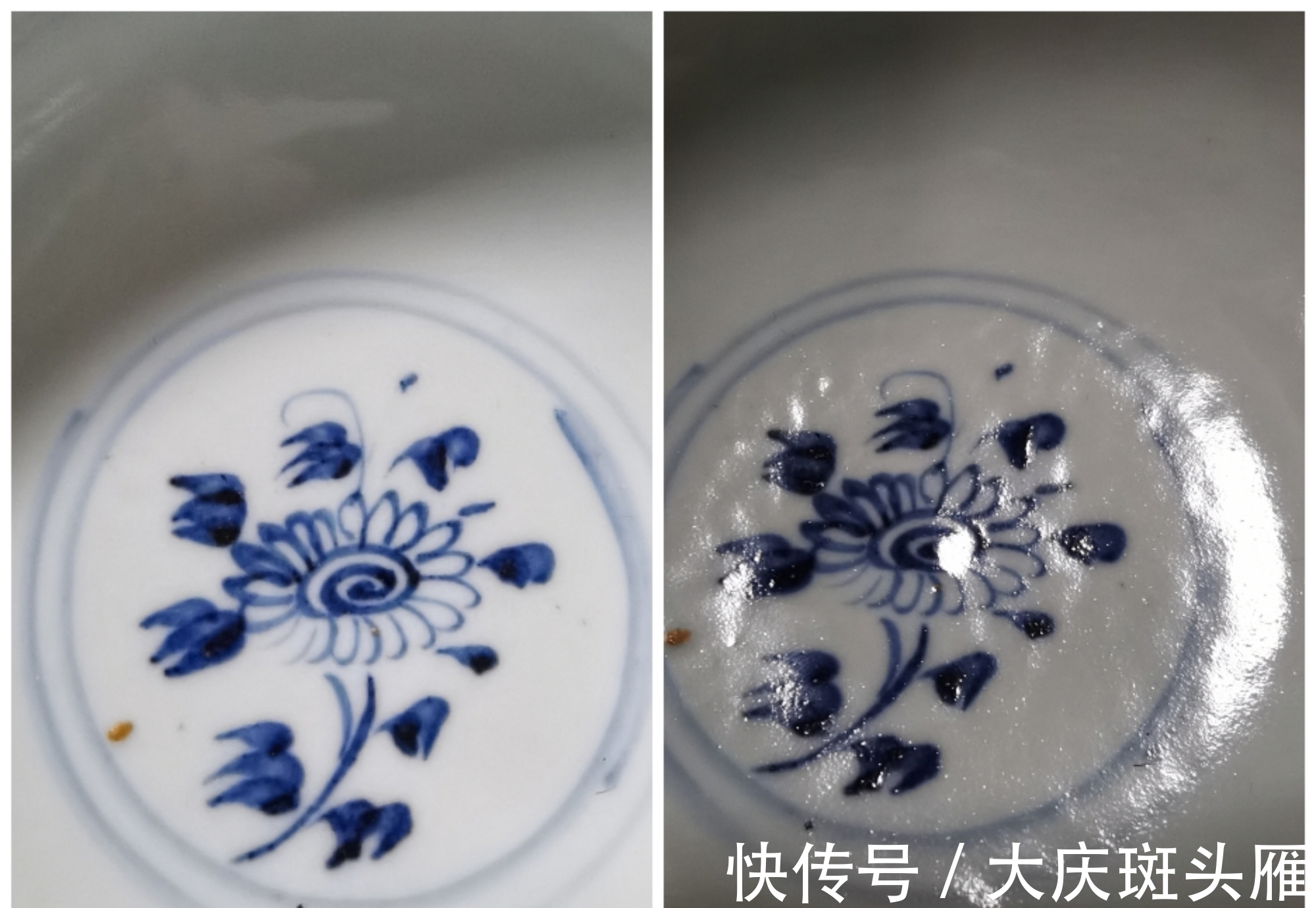 高足碗@元霁蓝釉青花高足碗