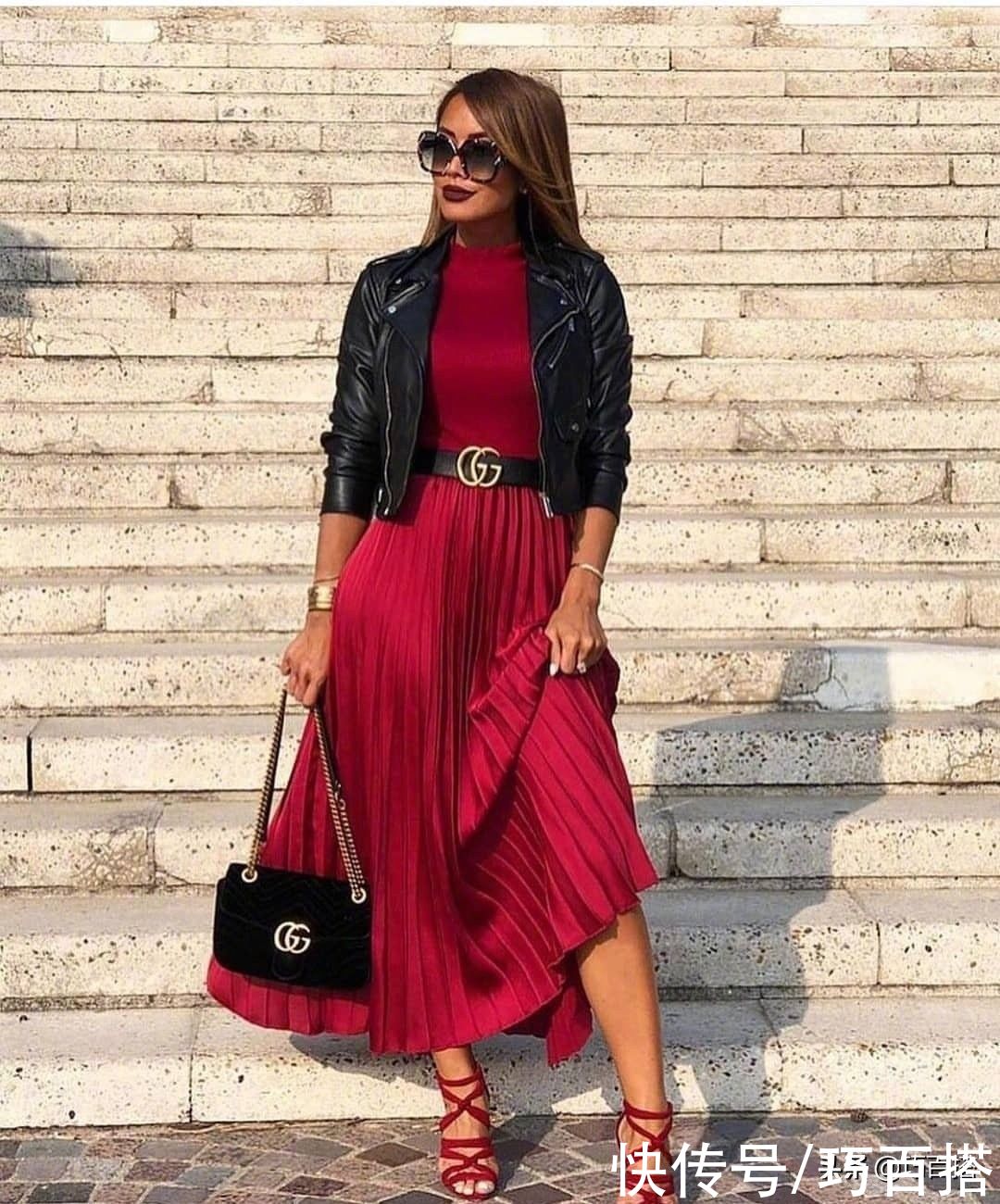 身材|黑白长裙已经穿不出新意了，要想美得与众不同，请试试正红连衣裙