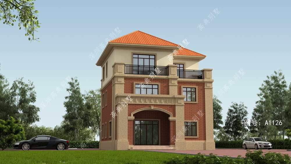 别墅|这款三层欧式别墅，占地面积不大，除了家庭居住，还可以待客。