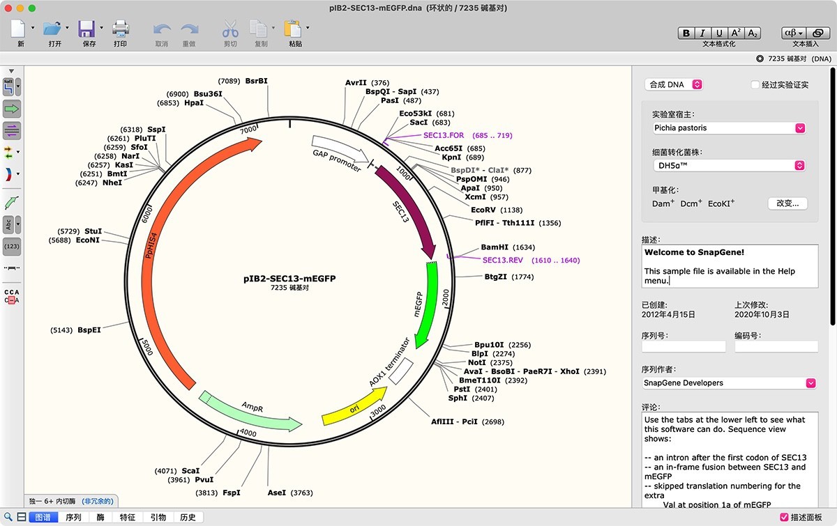SnapGene for Mac v5.3.1 DNA序列生物分析-下载否