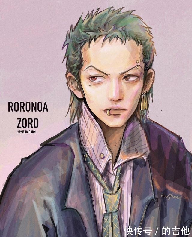 画师|当《海贼王》角色变不良少年，索隆高冷霸气，看到山治笑出声