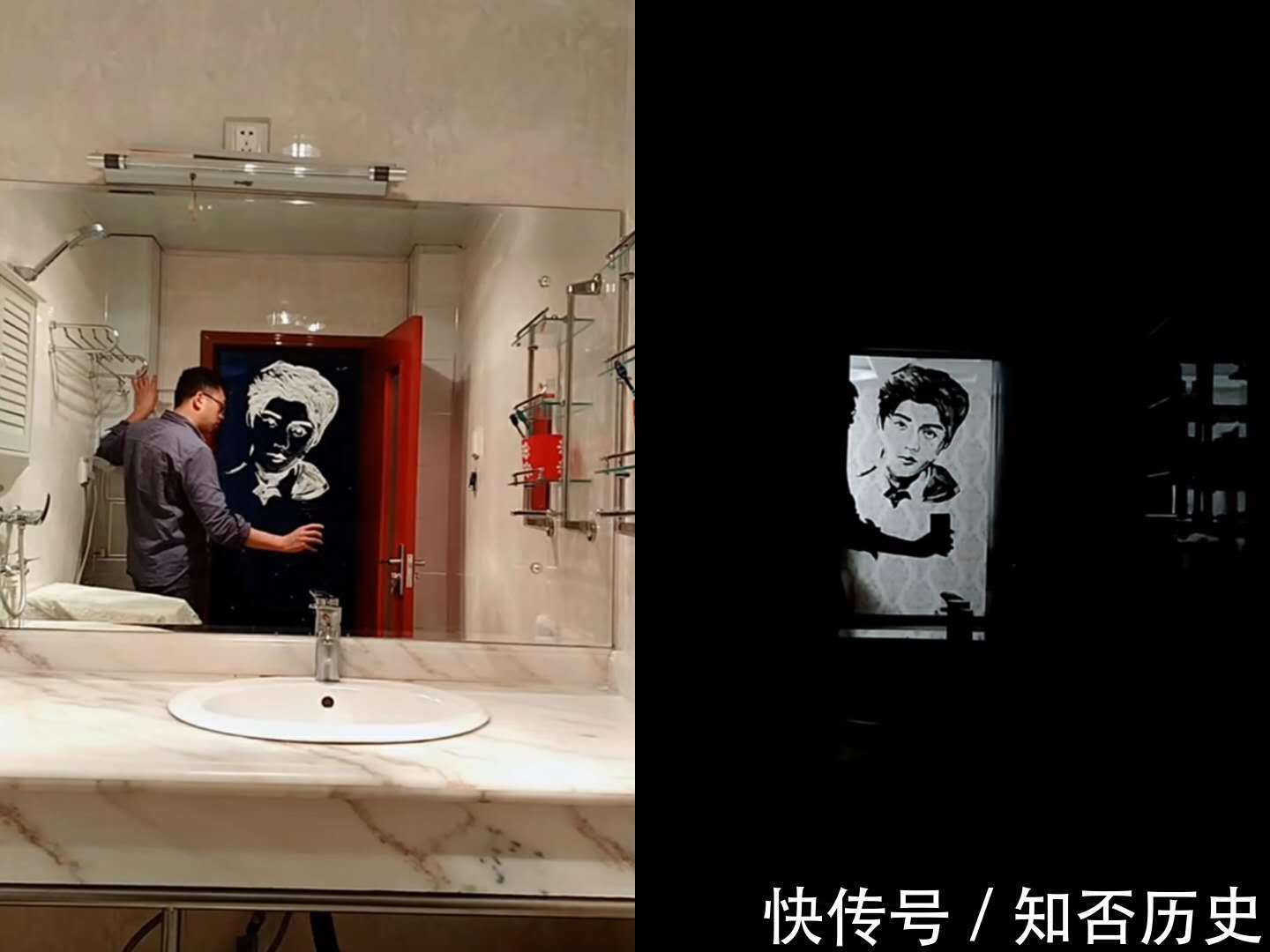 颜料&美术生为鹿晗庆生,镜子上画画一顿乱秀,关灯以后是心动的感觉