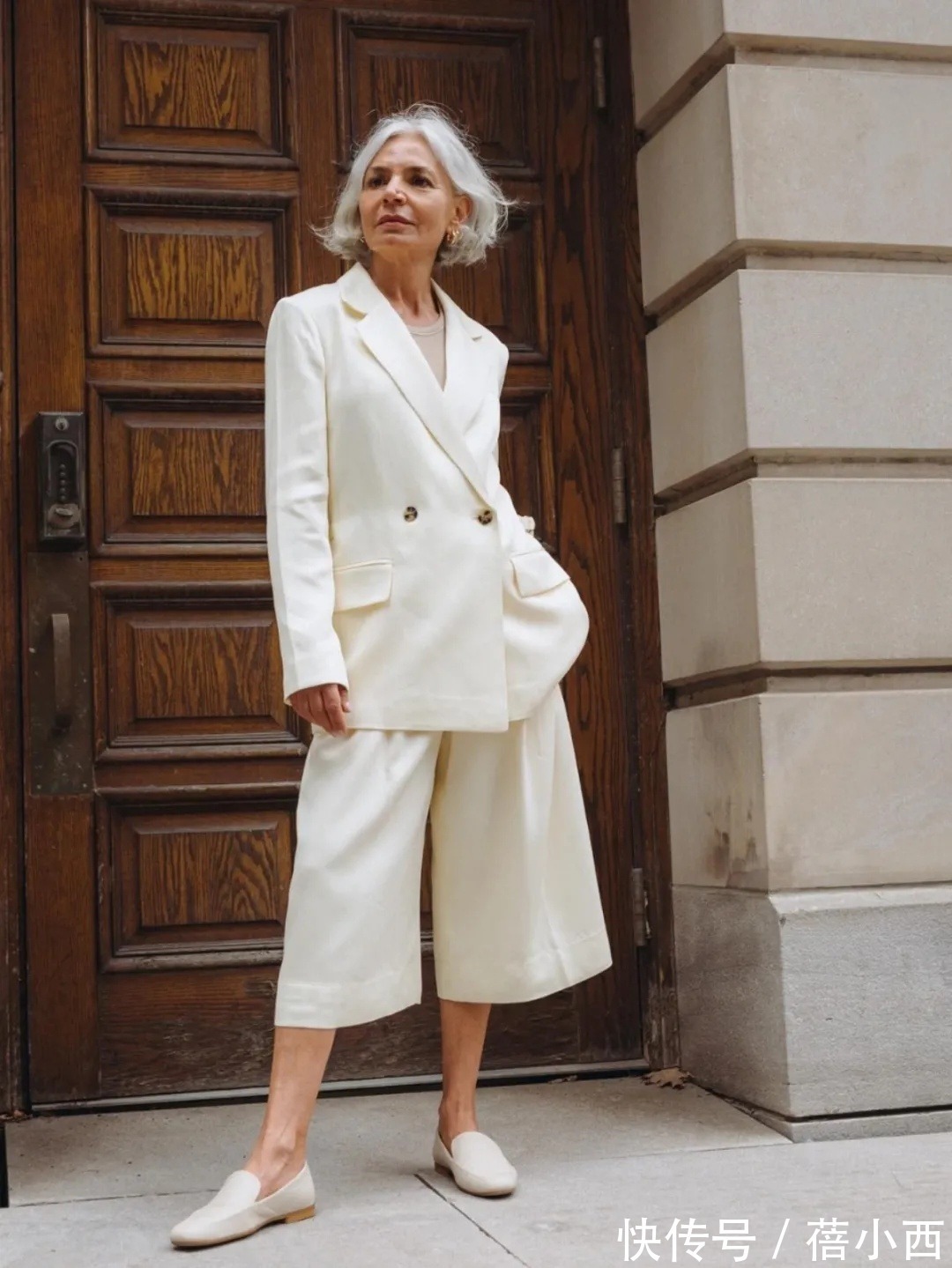 条纹|50、60岁女性穿衣要跳脱年龄界限，来学白发老奶奶穿搭，惊艳时光