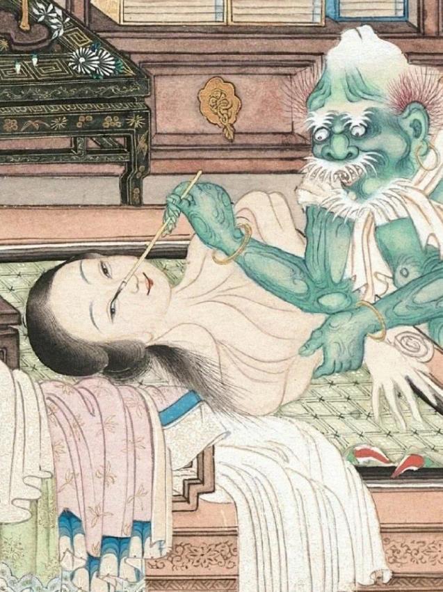 清朝一幅女鬼图,很多网友都不敢看,放大10倍你看她在干什么!
