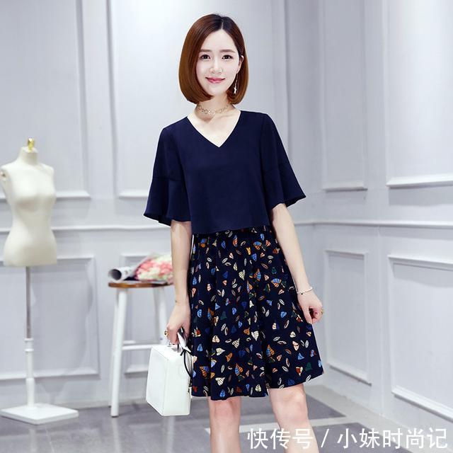 圆领|腹部偏大的胖mm,可以尝试较为宽松的裙子哦