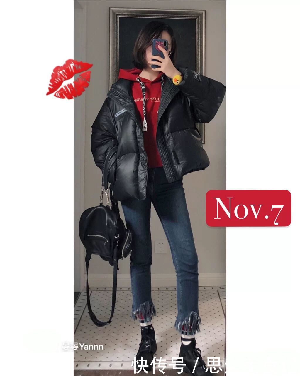 黑色羽绒服+这5条裤子,时髦高级很显瘦