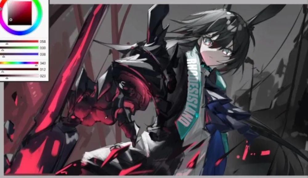  米娅|54张步骤图，带你绘制一个帅气的伪厚涂阿米娅