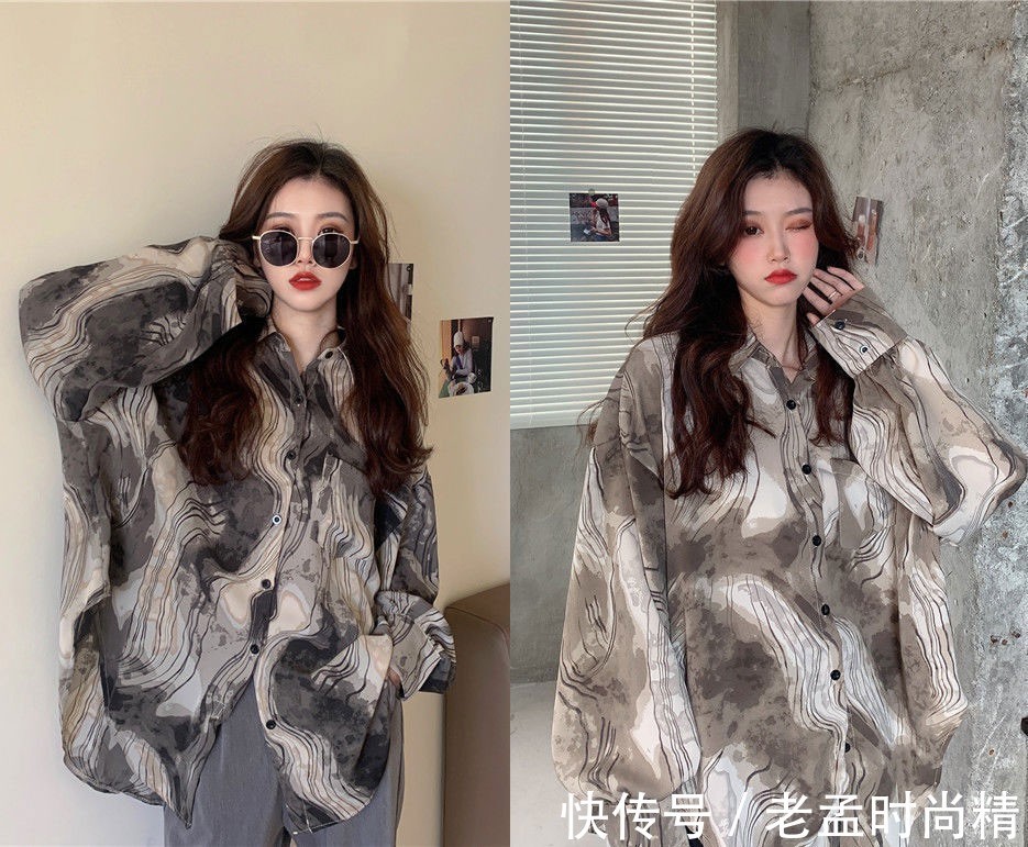 色系 秋季港风长袖衬衫,复古拽姐风情,让人心动的瞬间