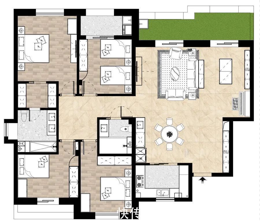 二胎|171㎡豪宅装修设计,二胎家庭老人同住还能全屋0杂物!