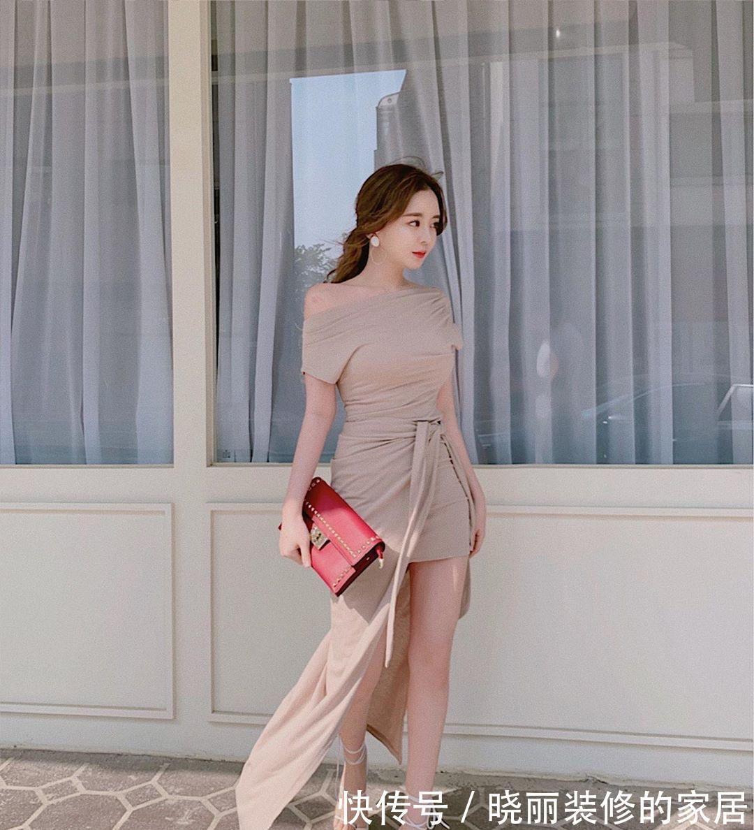 小可爱们|肩膀好看的女生多穿一字肩连衣裙,精致时髦显高级,秒变撩人女神