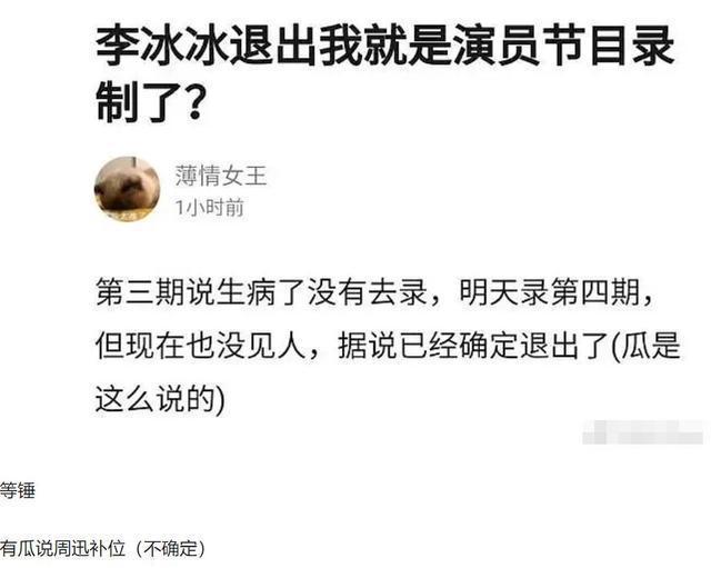 节目|无奈!李冰冰十年前就提出演员商品论,录《我就是演员》又被验证