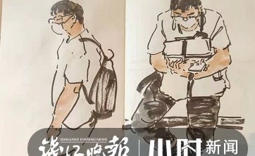 杭州地铁2号线@3年画了12000多幅!地铁早晚高峰上,他画了这些偶遇的人