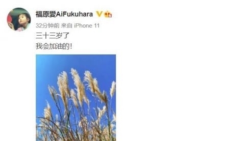 福原爱|福原爱生日发文:三十三岁了,我会加油的!