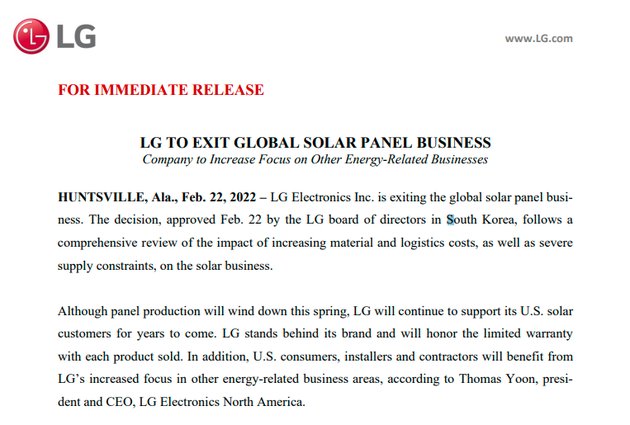 yoon|退出手机市场后，LG 电子决定撤出太阳能面板业务