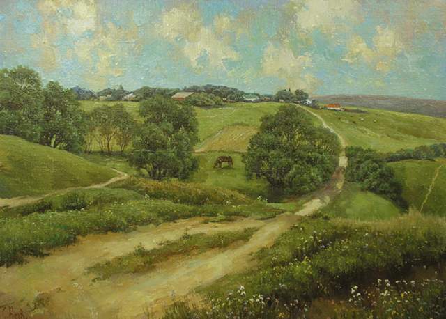 x90$俄罗斯画家尤里耶维奇的布面油画