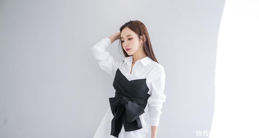 蝴蝶结|孙允珠高清美图:简约裹胸蝴蝶结束腰白翎衬衫!