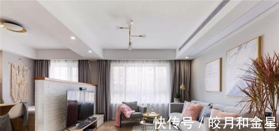 隔断|112㎡清新北欧风,客厅砌个半墙隔出一间书房,2居变3居真实用