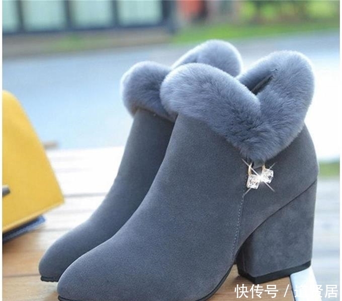粗跟尖头短靴低跟百|又出一女鞋东北鞋,又叫“踏雪鞋,女人设计,上脚特好看